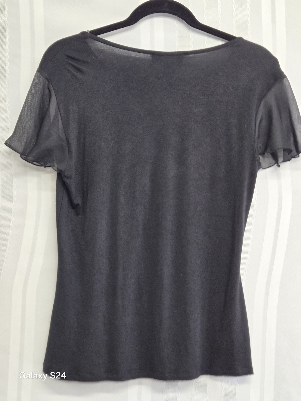 CABLE AND GAUGE Black Ruffle Short-Sleeve Top SIZE MD - Picture 6 of 12